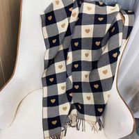 Women's Fashion Houndstooth Heart Shape Polyester Printing Scarf main image 2