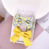 Sweet Flower Bow Knot Cloth Printing Hair Clip 2 Pieces sku image 3