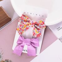Sweet Flower Bow Knot Cloth Printing Hair Clip 2 Pieces sku image 2