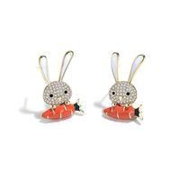 Süß Kaninchen Legierung Emaille Inlay Künstliche Edelsteine Frau Armbänder Ohrringe Halskette sku image 10