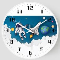 Cute Round Astronaut Plastic Glass Clock main image 5