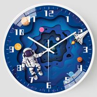 Cute Round Astronaut Plastic Glass Clock main image 1