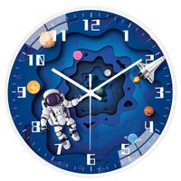 Cute Round Astronaut Plastic Glass Clock main image 4