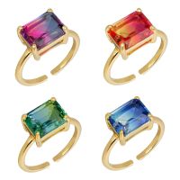 Fashion Square Copper Plating Inlay Zircon Open Ring 1 Piece main image 5