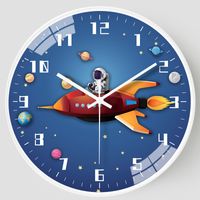 Mignon Rond Astronaute Plastique Verre Horloge main image 3