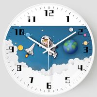 Cute Round Astronaut Plastic Glass Clock main image 2