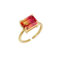 Fashion Square Copper Plating Inlay Zircon Open Ring 1 Piece sku image 2