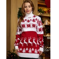 Fashion Christmas Tree Polyester Turtleneck Long Sleeve Regular Sleeve Jacquard Sweater main image 5