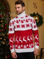 Fashion Christmas Tree Polyester Turtleneck Long Sleeve Regular Sleeve Jacquard Sweater sku image 7