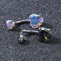 Fashion Heart Shape Stainless Steel Inlaid Zircon Belly Ring 1 Piece main image 2