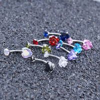 Fashion Heart Shape Stainless Steel Inlaid Zircon Belly Ring 1 Piece main image 1