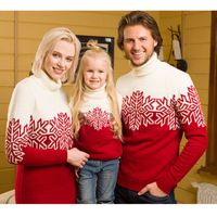 Fashion Snowflake Polyester Jacquard Sweater Family Matching Outfits main image 1