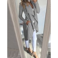 Femmes Mode Couleur Unie Patchwork Patte Manteau Trench-coat main image 2