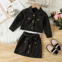 Fashion Solid Color Cotton Girls Clothing Sets sku image 20