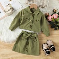 Fashion Solid Color Cotton Girls Clothing Sets sku image 10