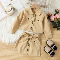 Fashion Solid Color Cotton Girls Clothing Sets main image 2