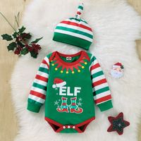 Christmas Fashion Cartoon Stripe Cotton Boys Clothing Sets main image 2