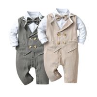 Formal Solid Color Bowknot Cotton Baby Rompers main image 1