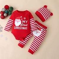 Christmas Fashion Stripe Printing 100% Cotton Boys Clothing Sets main image 1