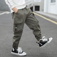 Casual Solid Color Pocket Cotton Boys Pants sku image 8