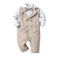Formal Solid Color Bowknot Cotton Baby Rompers main image 2