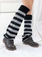Frau Mode Streifen Leinenartiges Tuch Ankle Socken main image 3