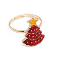 Moda Árbol De Navidad Papá Noel Aleación Esmalte Mujeres Anillo Abierto sku image 1