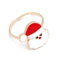 Moda Árbol De Navidad Papá Noel Aleación Esmalte Mujeres Anillo Abierto sku image 8