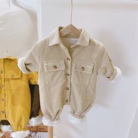 Casual Solid Color Corduroy Baby Rompers sku image 4