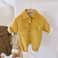 Casual Solid Color Corduroy Baby Rompers sku image 3