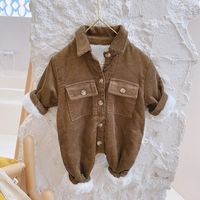 Casual Solid Color Corduroy Baby Rompers sku image 6