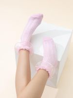 Women's Simple Style Solid Color Cotton Lace Ankle Socks 2 Pieces main image 4