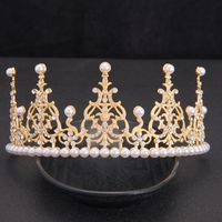 Fashion Crown Imitation Pearl Alloy Rhinestone Plating Crown 1 Piece main image 4