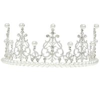 Fashion Crown Imitation Pearl Alloy Rhinestone Plating Crown 1 Piece main image 3