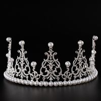 Fashion Crown Imitation Pearl Alloy Rhinestone Plating Crown 1 Piece main image 1