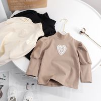 Casual Heart Shape Solid Color Cotton T-shirts & Blouses main image 3