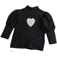 Casual Heart Shape Solid Color Cotton T-shirts & Blouses main image 2