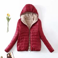 Fashion Solid Color Patchwork Polyester Zipper Coat Cotton Clothes sku image 1