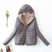 Fashion Solid Color Patchwork Polyester Zipper Coat Cotton Clothes sku image 5
