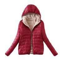 Fashion Solid Color Patchwork Polyester Zipper Coat Cotton Clothes main image 4