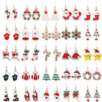 Moda Árbol De Navidad Copo De Nieve Alce Plateado Esmalte Mujeres Aretes 1 Par main image 1