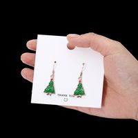Fashion Christmas Tree Snowflake Elk Silver Plated Enamel Women's Earrings 1 Pair sku image 4