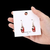 Moda Árbol De Navidad Copo De Nieve Alce Plateado Esmalte Mujeres Aretes 1 Par sku image 12