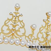 Fashion Crown Imitation Pearl Alloy Rhinestone Plating Crown 1 Piece main image 2