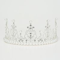 Fashion Crown Imitation Pearl Alloy Rhinestone Plating Crown 1 Piece sku image 4