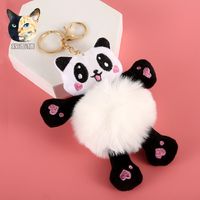 Fashion Panda Plush Unisex Bag Pendant Keychain 1 Piece sku image 1