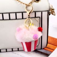 Fashion Ice Cream Alloy Plush Bag Pendant Keychain 1 Piece sku image 4