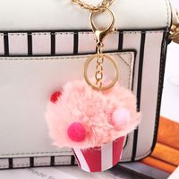 Fashion Ice Cream Alloy Plush Bag Pendant Keychain 1 Piece sku image 1