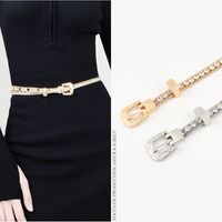Fashion Geometric Metal Inlay Rhinestones Women's Chain Belts main image 5