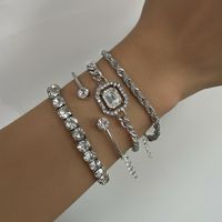 Shiny Geometric Alloy Plating Artificial Diamond Women's Bracelets 4 Piece Set main image 1